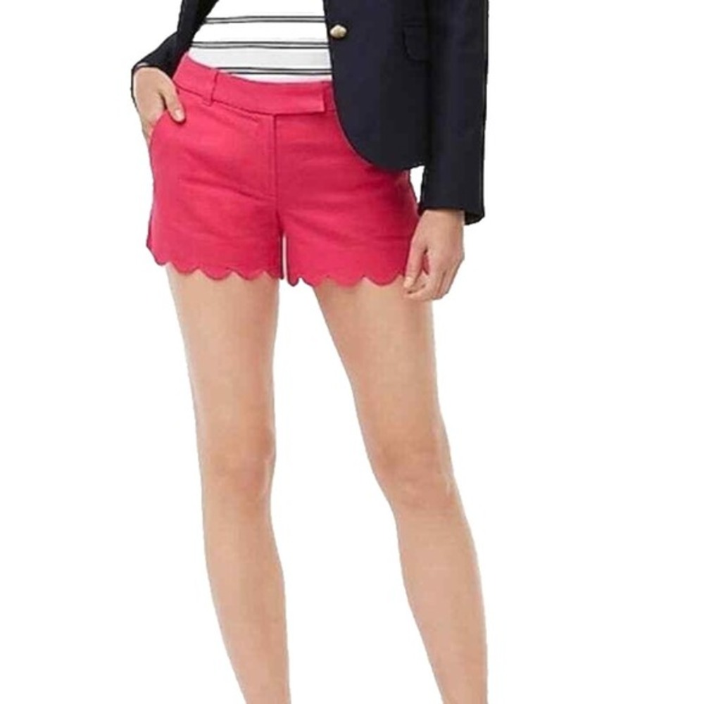 J. Crew Sz 8 Linen Cotton Scalloped Preppy Classic Chino Summer Beach Fun Sporty
